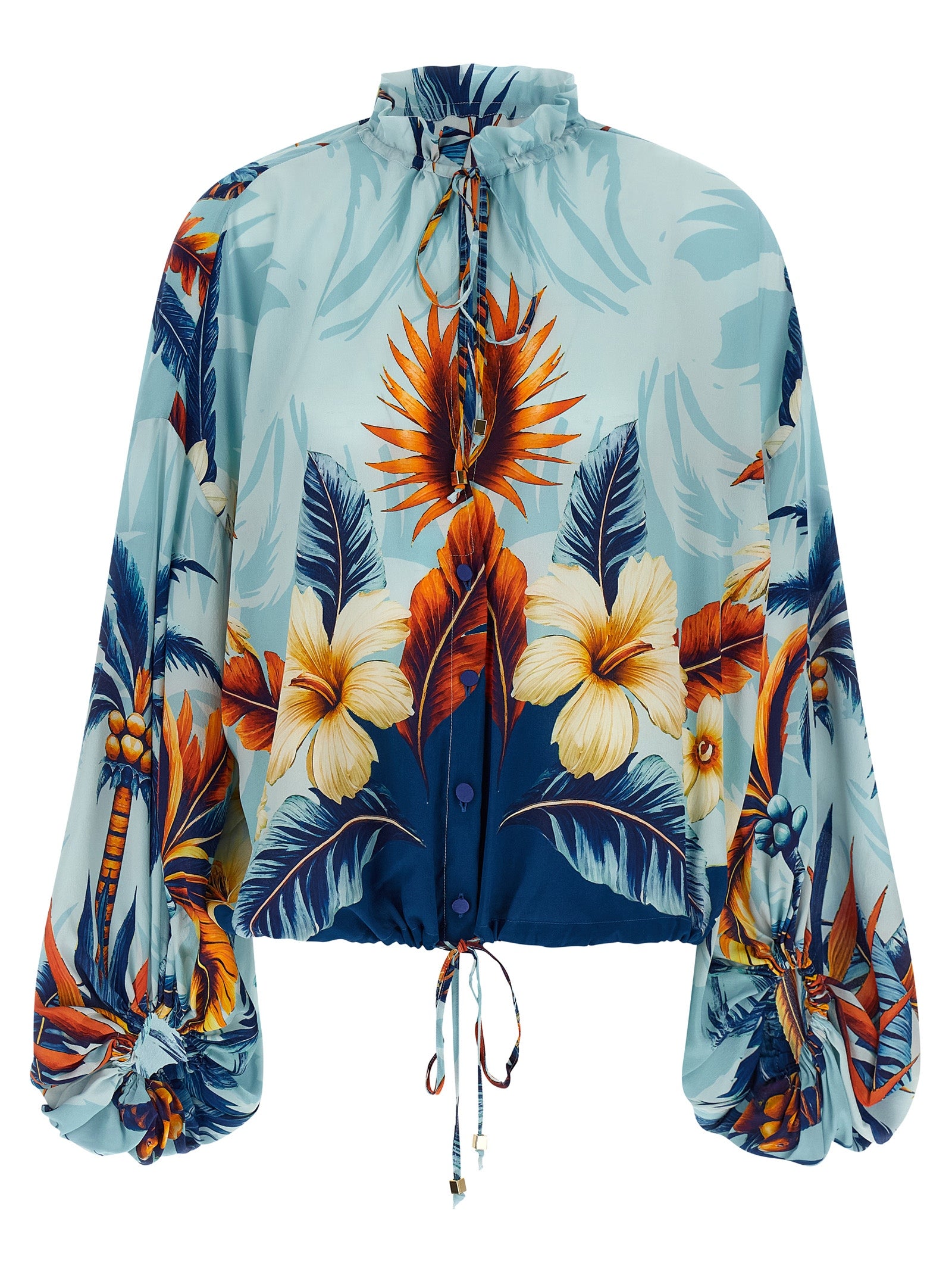 F.R.S. - FOR RESTLESS SLEEPERS Blue Silk Women's Blouse