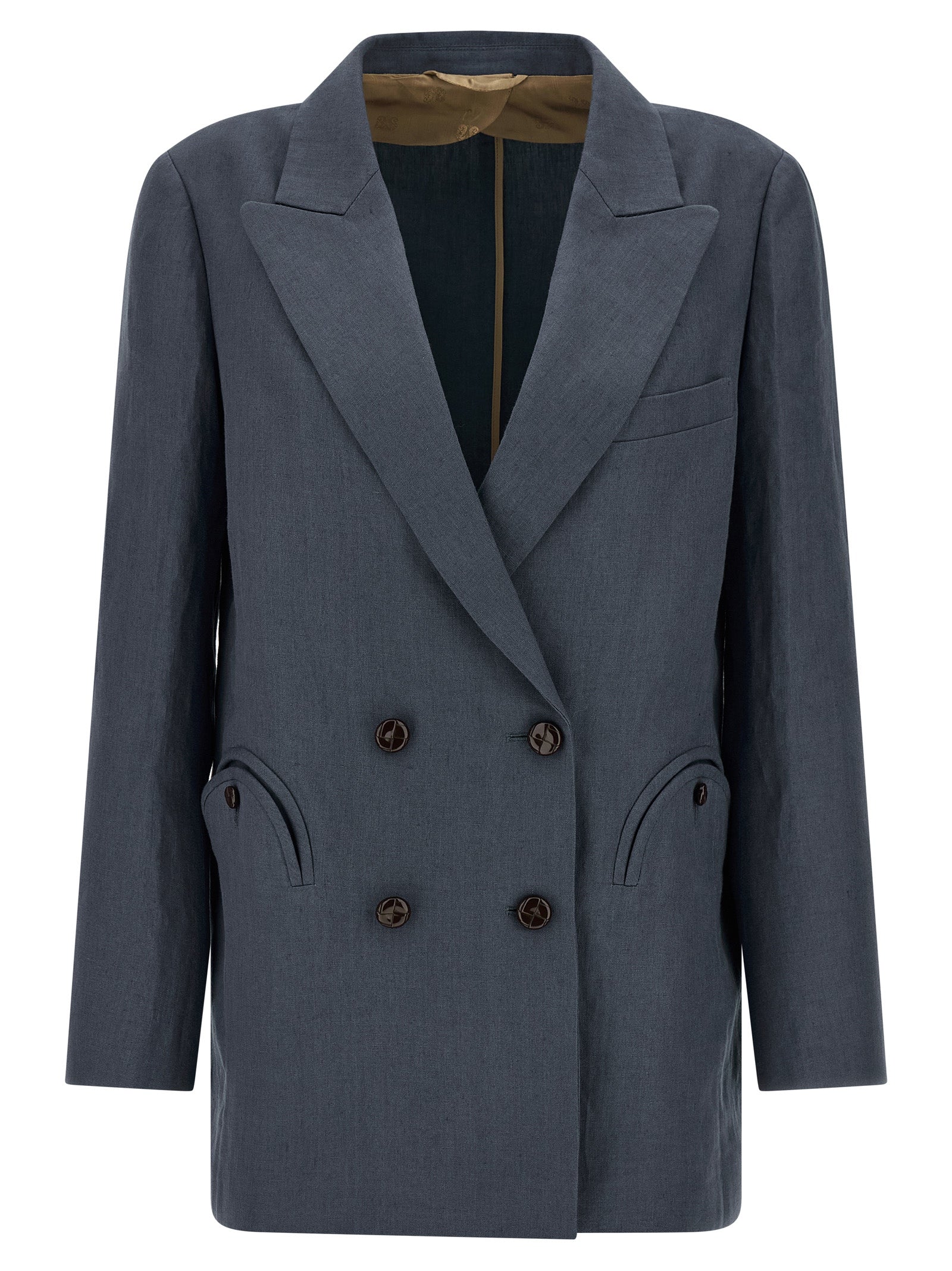 Blazé Milano Blue Linen Women's Blazer