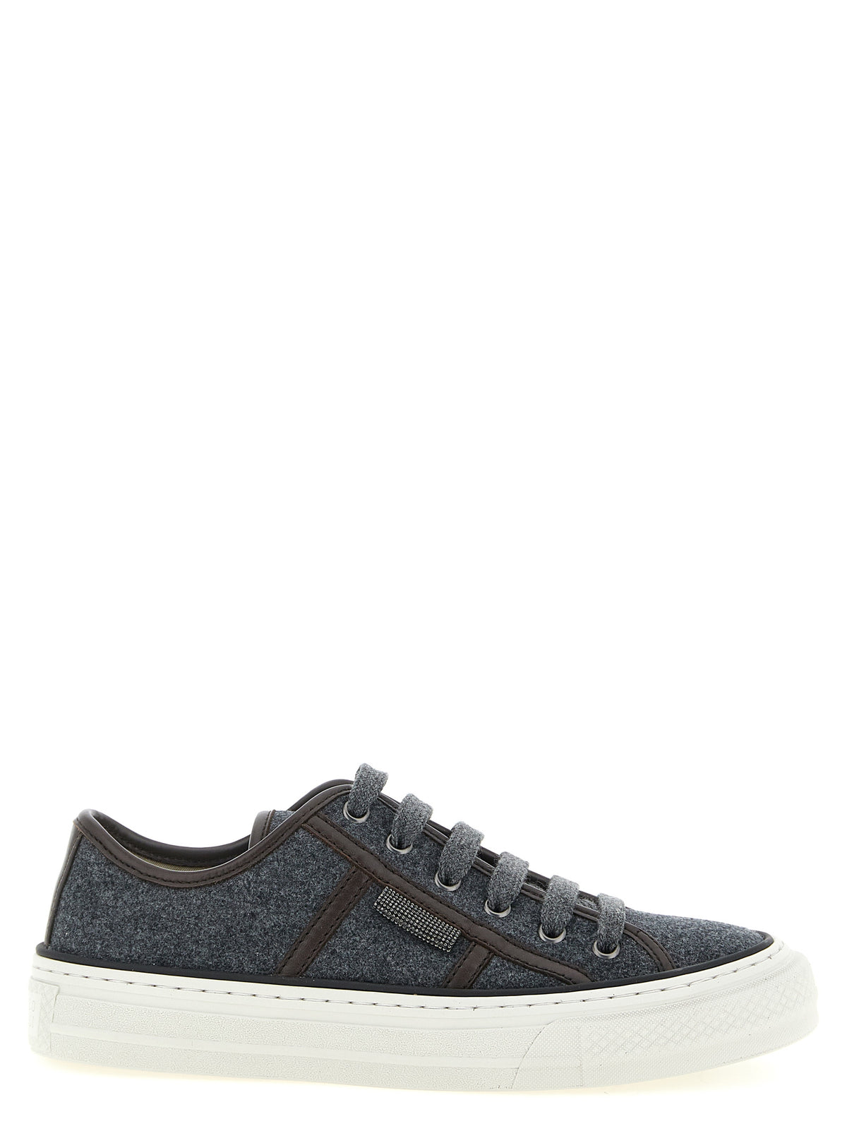 Brunello Cucinelli Gray Virgin Wool Low Top Women's Sneakers