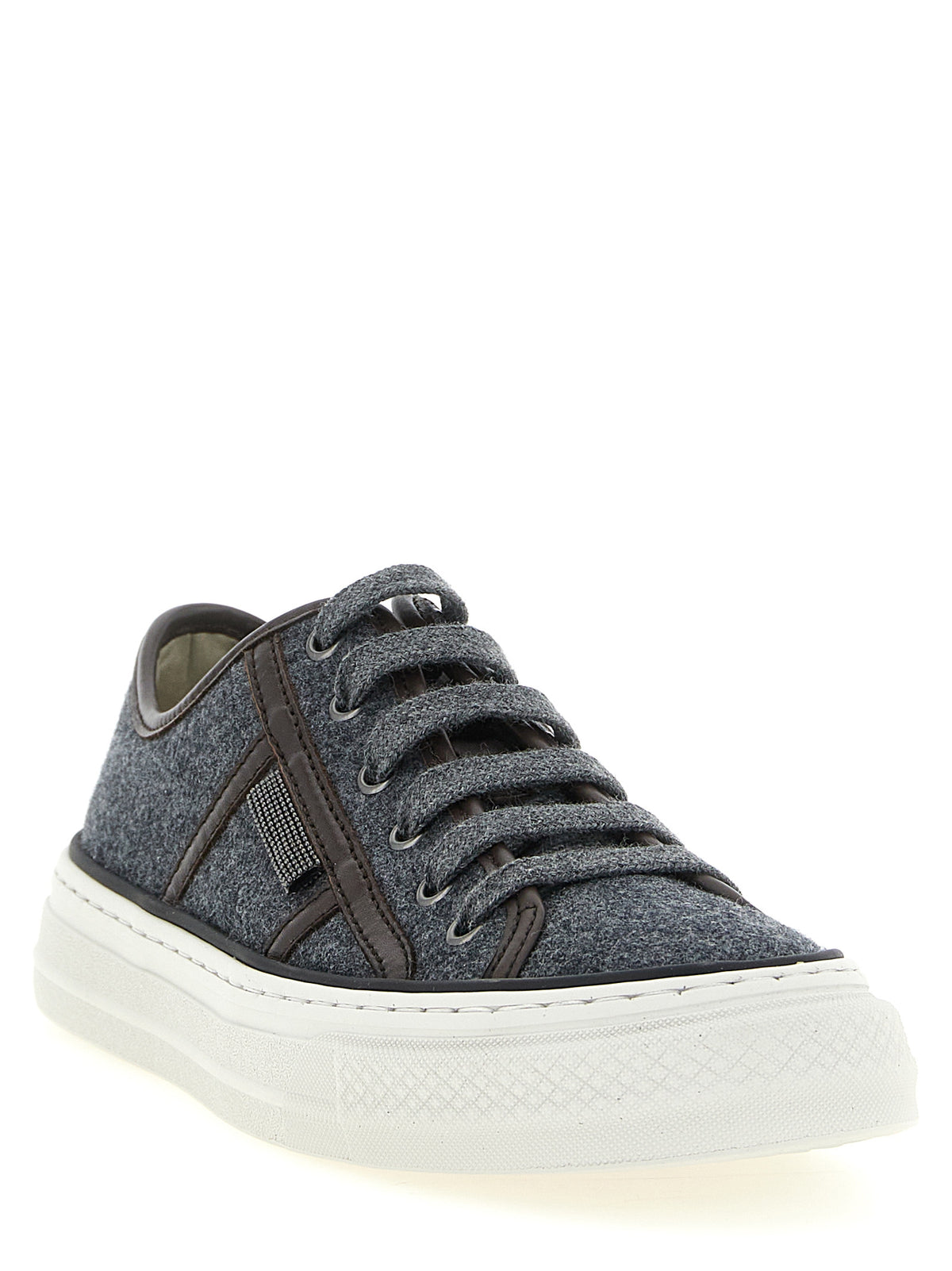 Brunello Cucinelli Gray Virgin Wool Low Top Women's Sneakers