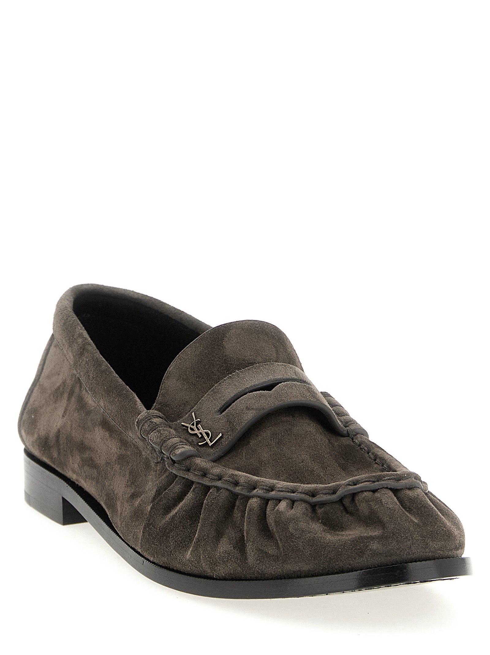 Saint Laurent Brown Calfskin Slip-On Men's Loafers