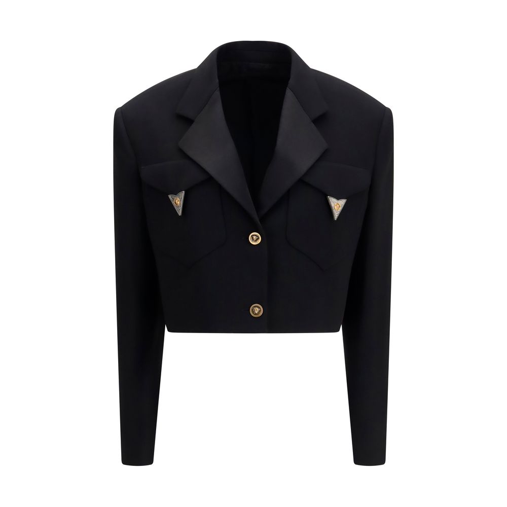 Versace Black Wool Oves Aries Women's Blazer