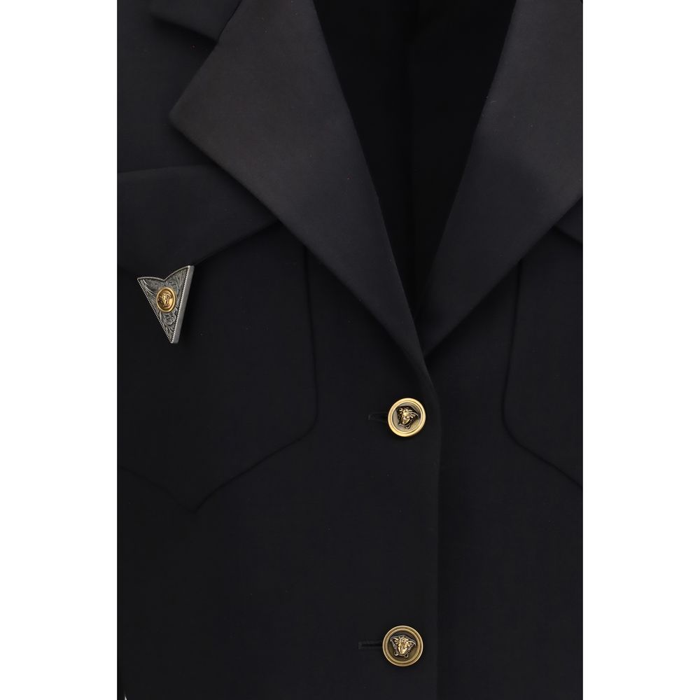 Versace Black Wool Oves Aries Women's Blazer
