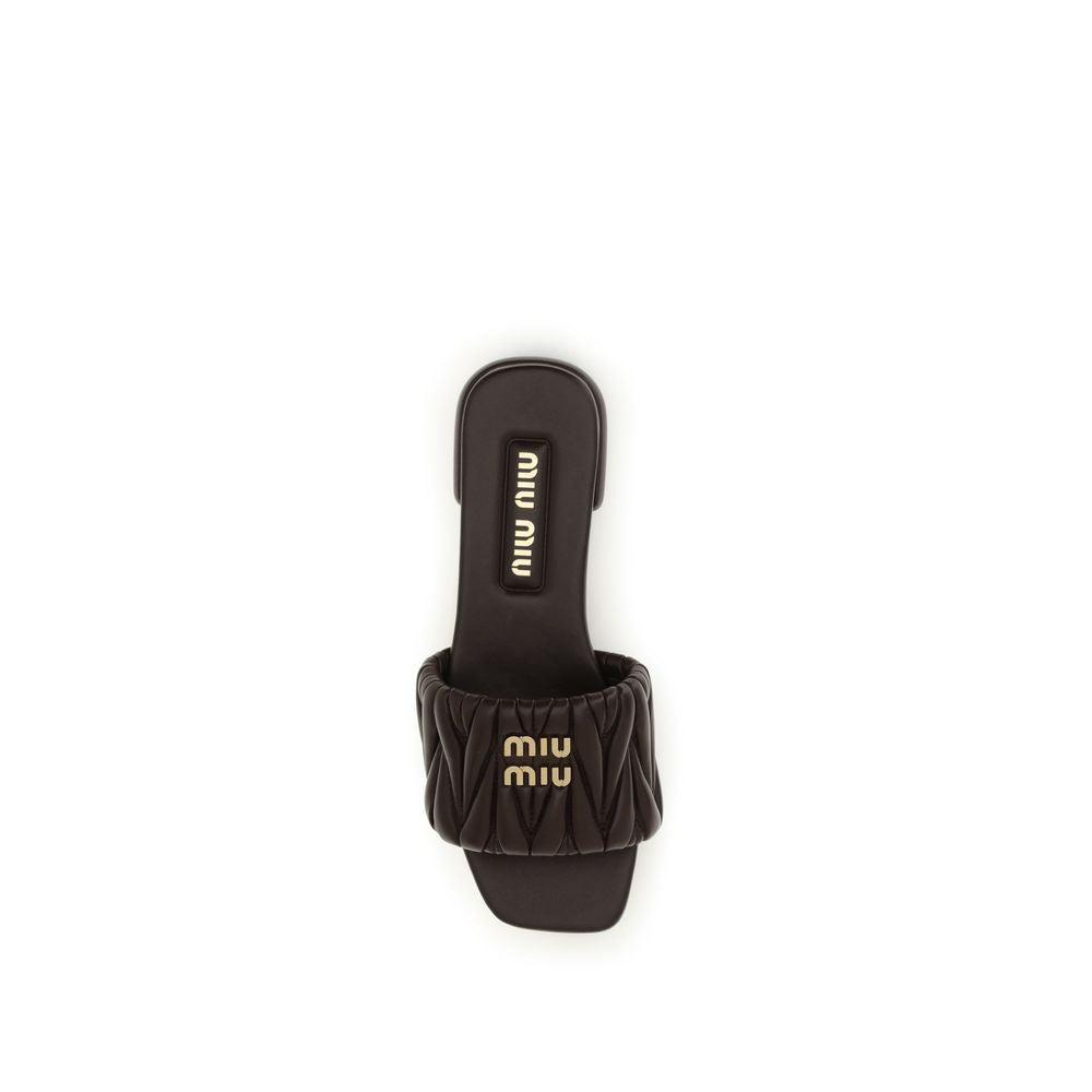 Miu Miu Brown Calf Leather Bos Taurus Flat Women's Sandals