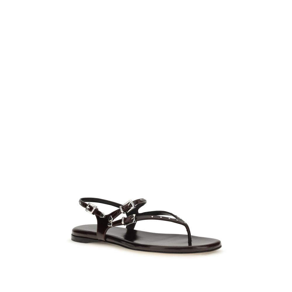 Chloé Black Calf Leather Bos Taurus Flat Women's Sandals