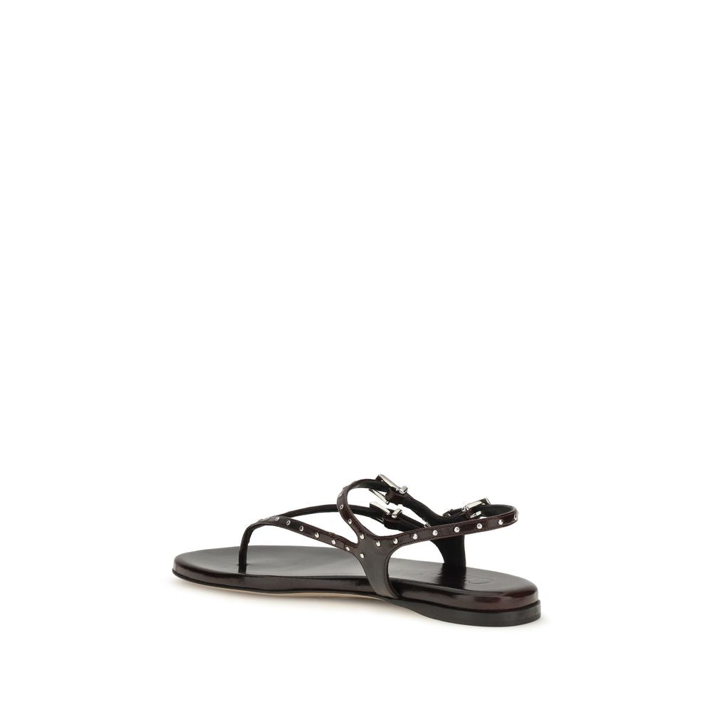 Chloé Black Calf Leather Bos Taurus Flat Women's Sandals