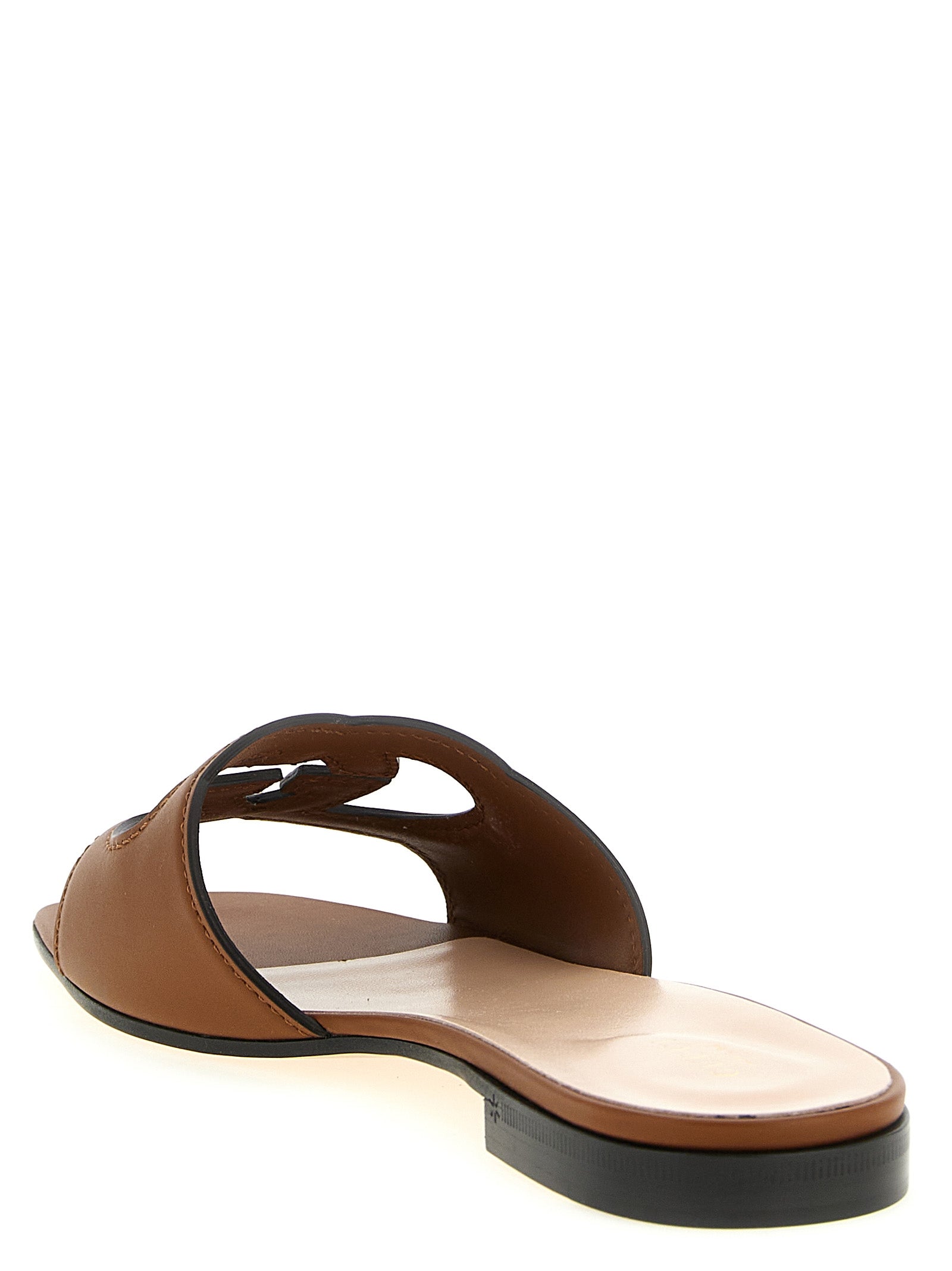 Gucci Brown Leather Women's Slides