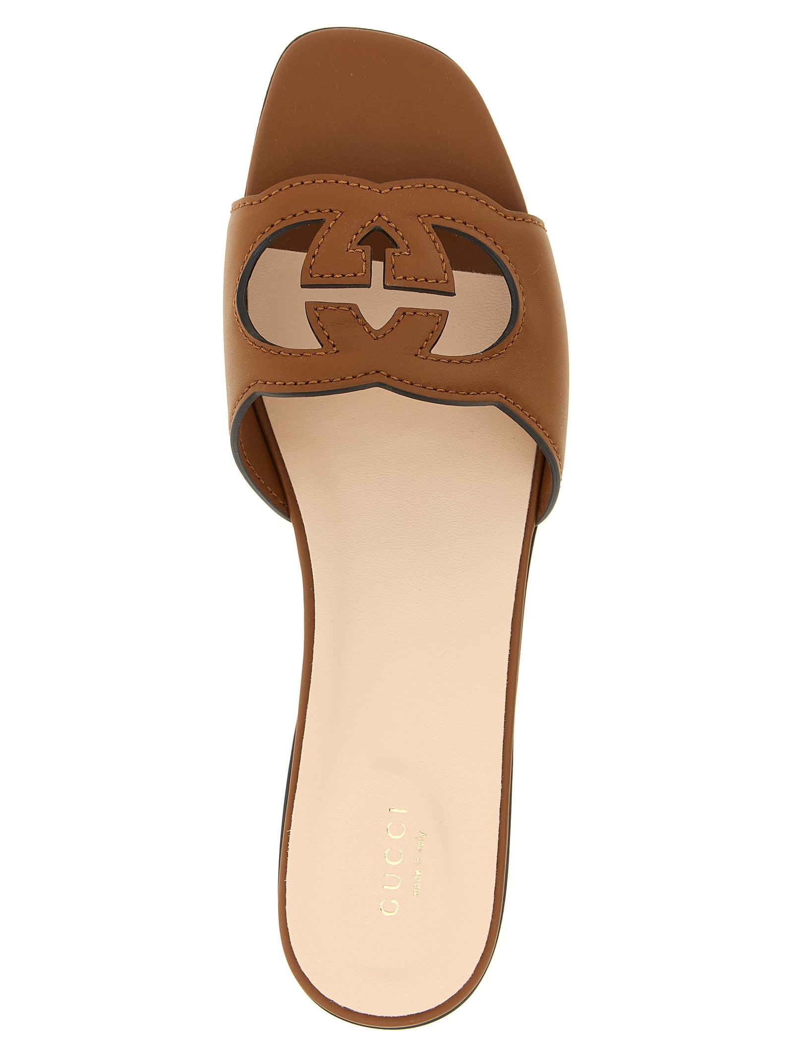 Gucci Brown Leather Women's Slides