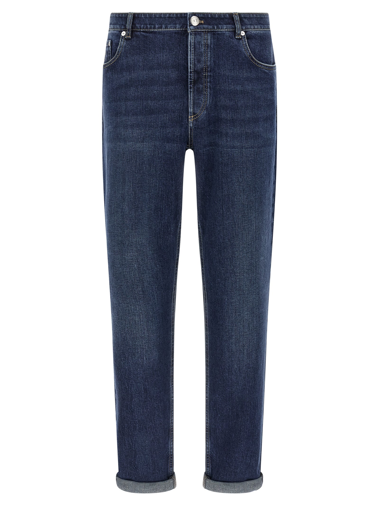 Brunello Cucinelli Blue Cotton Straight-Leg Men's Jeans