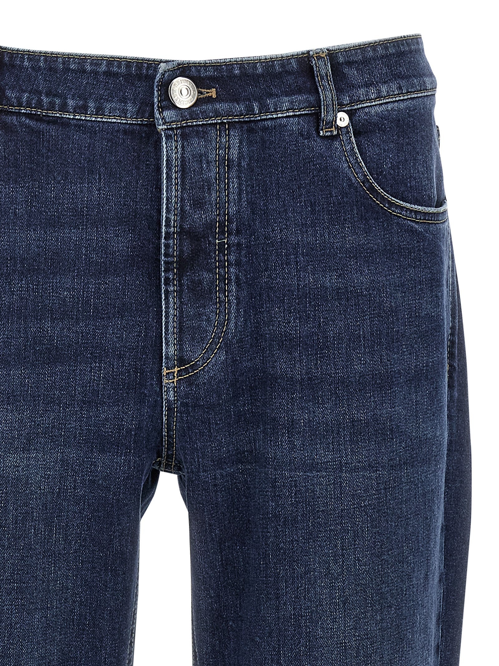 Brunello Cucinelli Blue Cotton Straight-Leg Men's Jeans