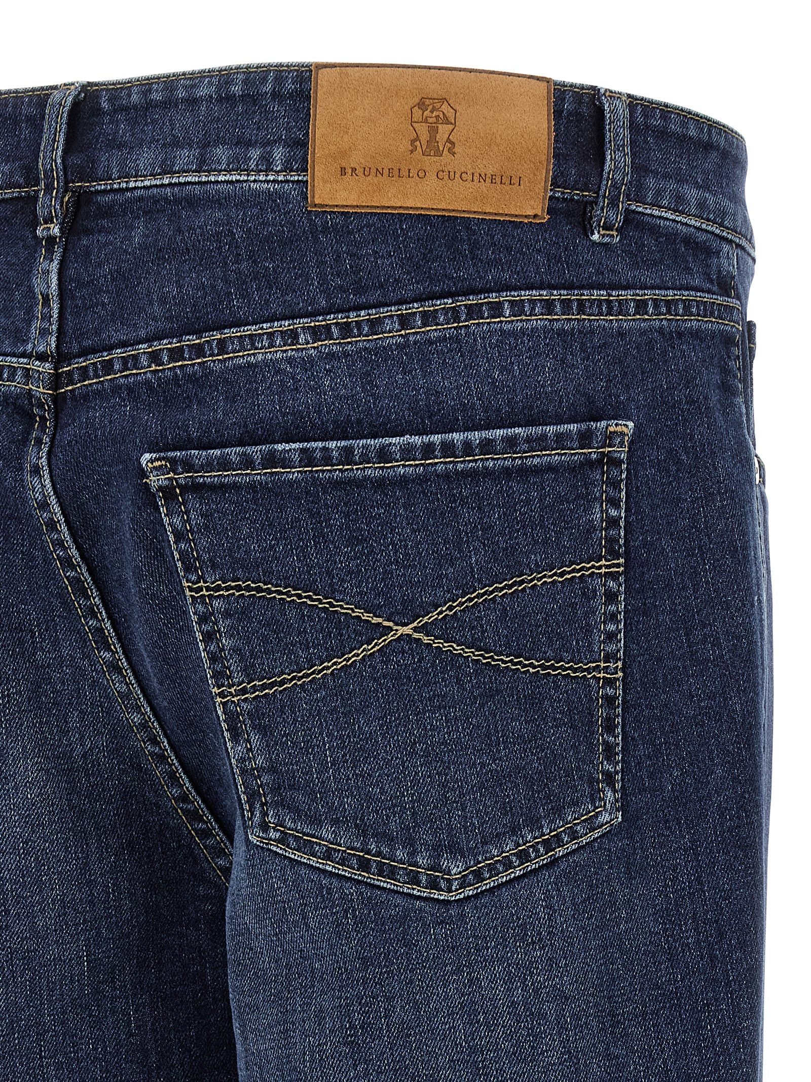 Brunello Cucinelli Blue Cotton Straight-Leg Men's Jeans