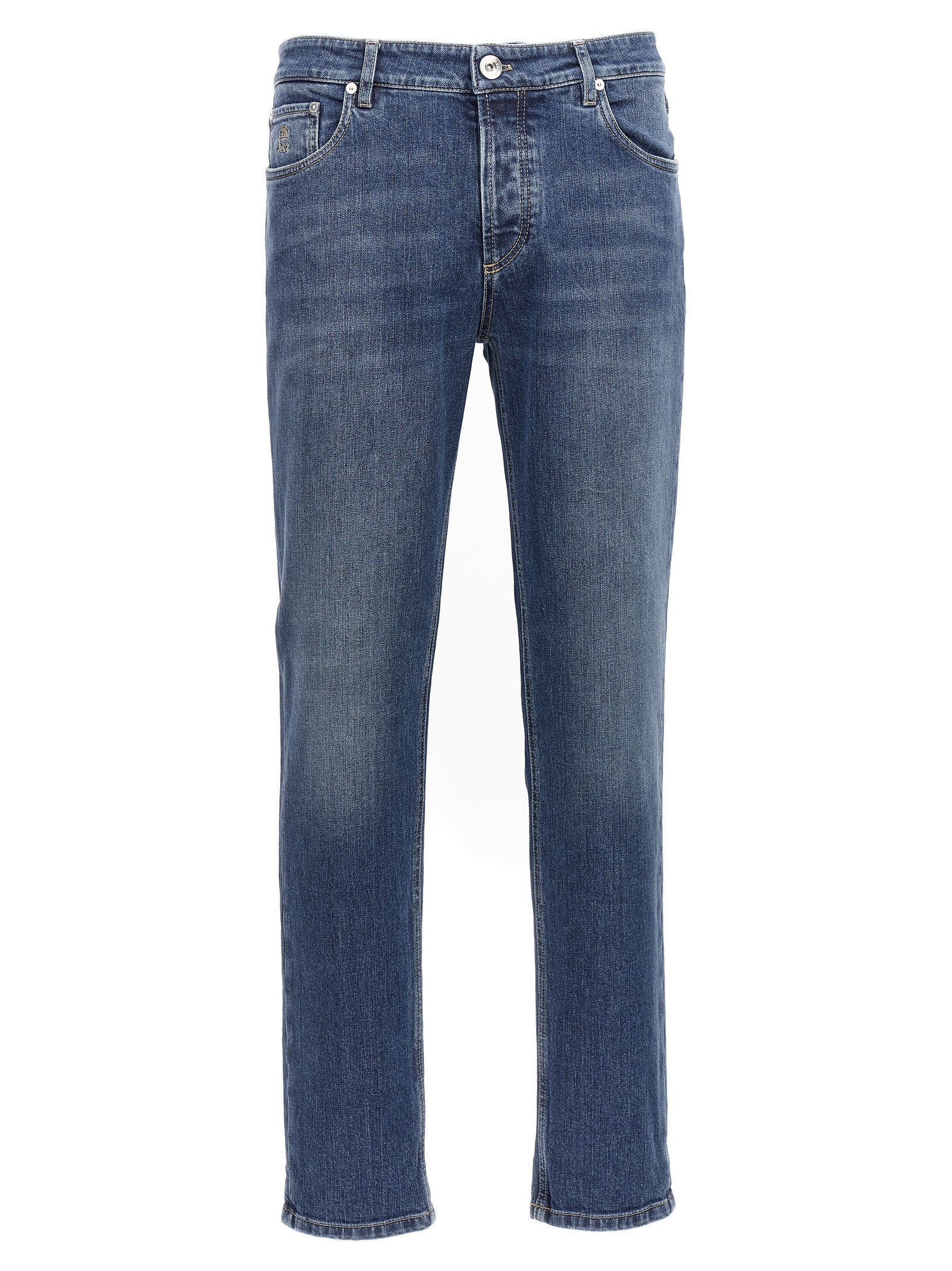 Brunello Cucinelli Blue Cotton Slim Fit Men's Jeans