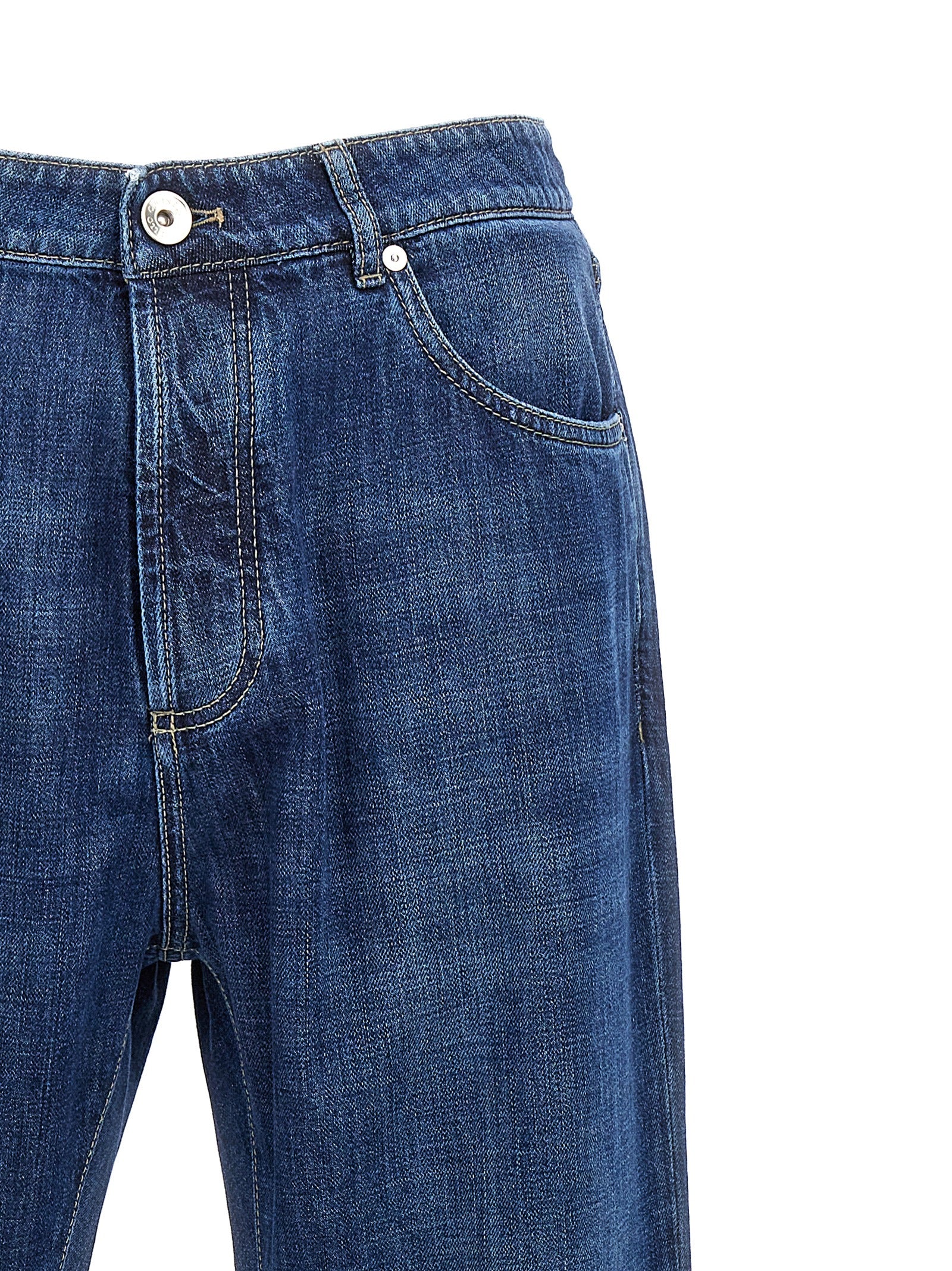 Brunello Cucinelli Blue Cotton Relaxed Fit Men's Jeans