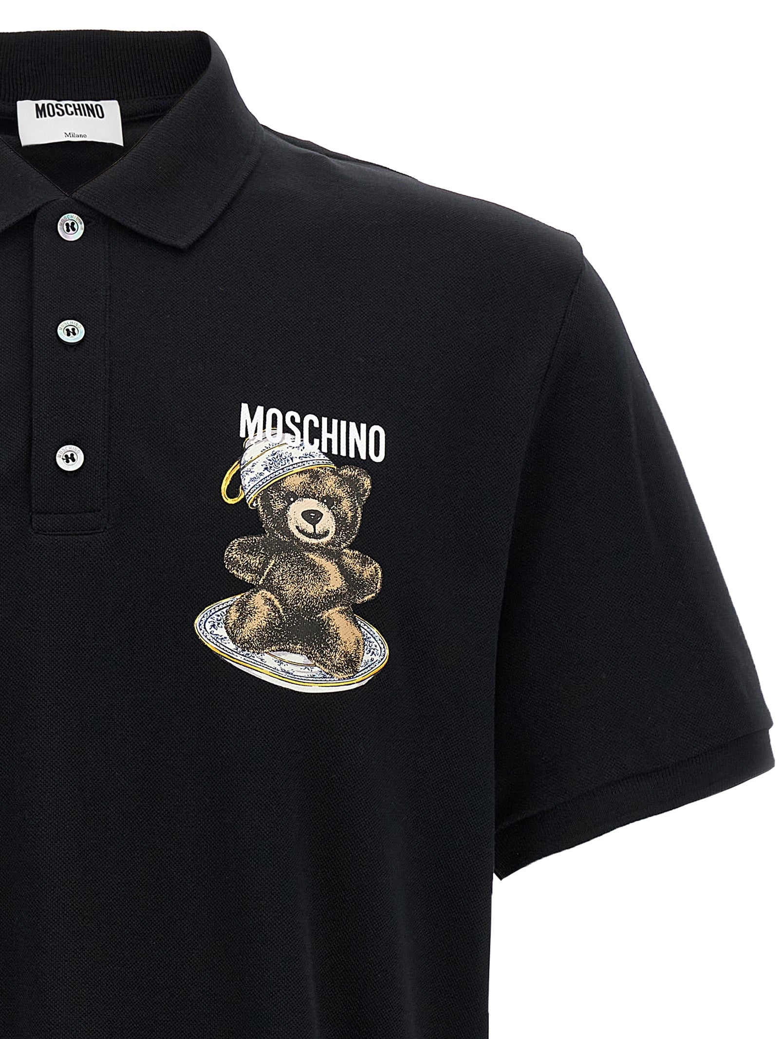Moschino Black Cotton Polo Men's Shirt
