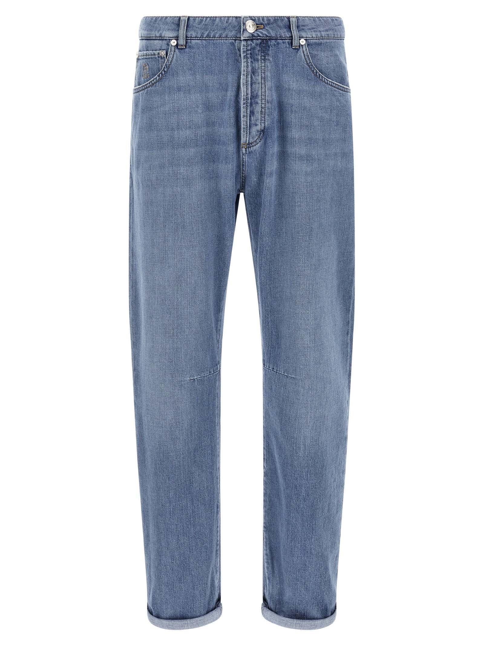 Brunello Cucinelli Blue Cotton Straight-Leg Men's Jeans