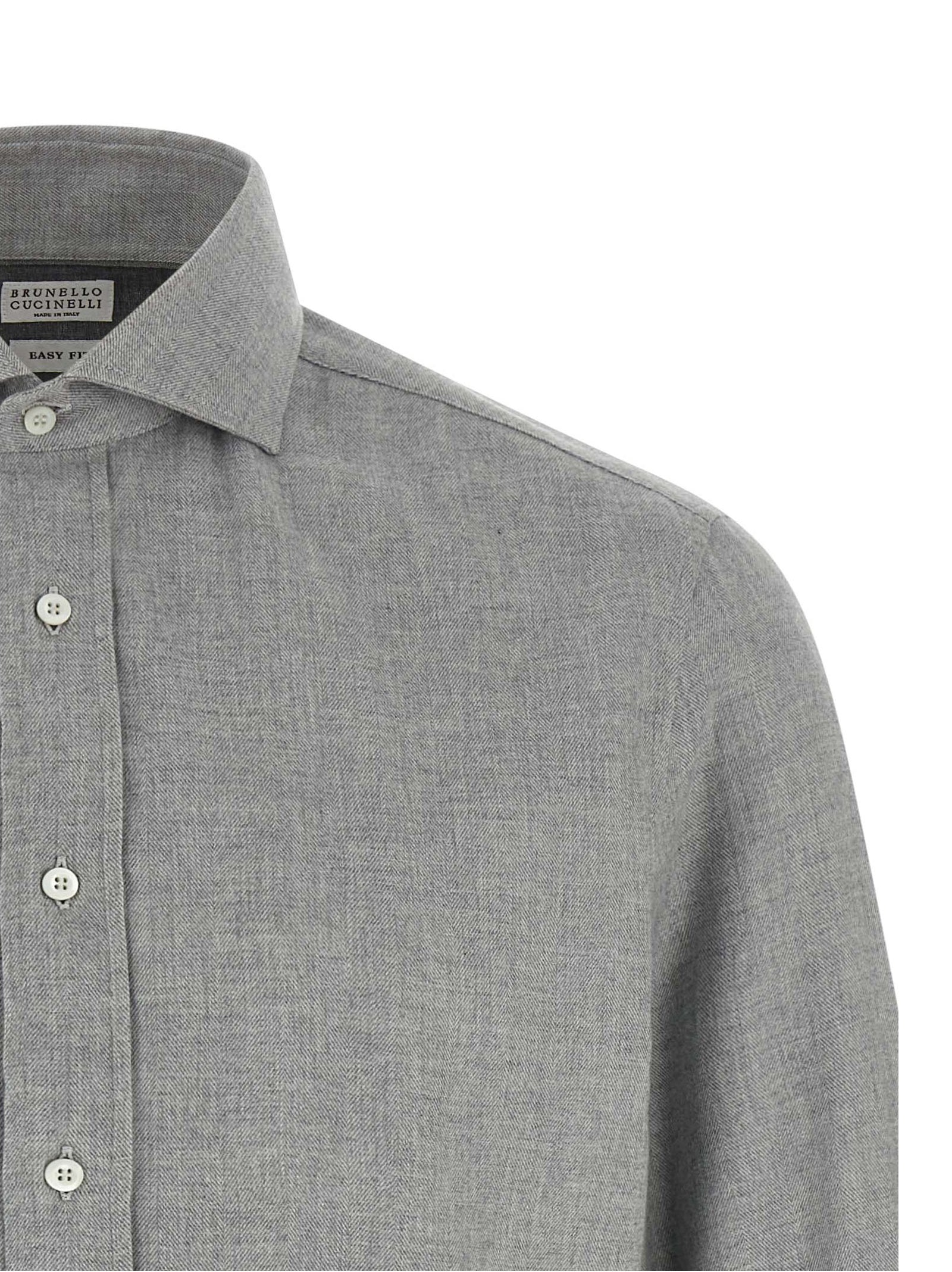 Brunello Cucinelli Gray Cotton Men's Blouse