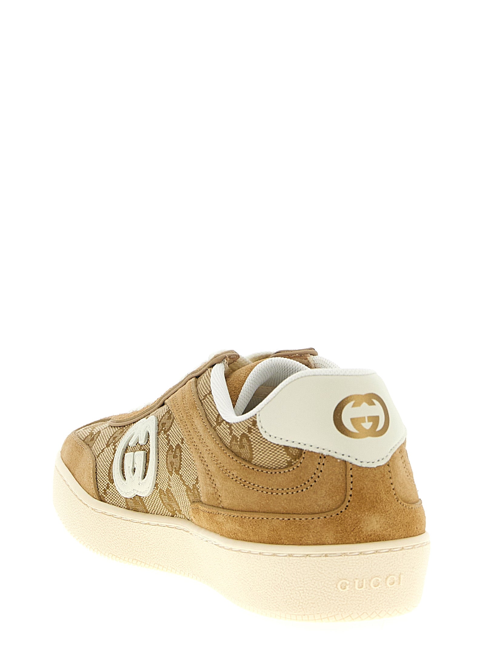 Gucci Beige Calfskin Low Top Women's Sneakers