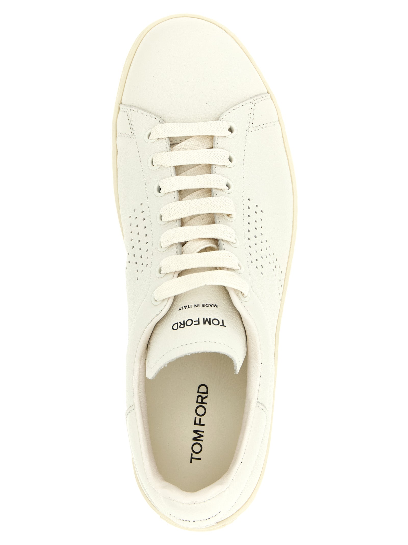 Tom Ford White Leather Low Top Men's Sneakers