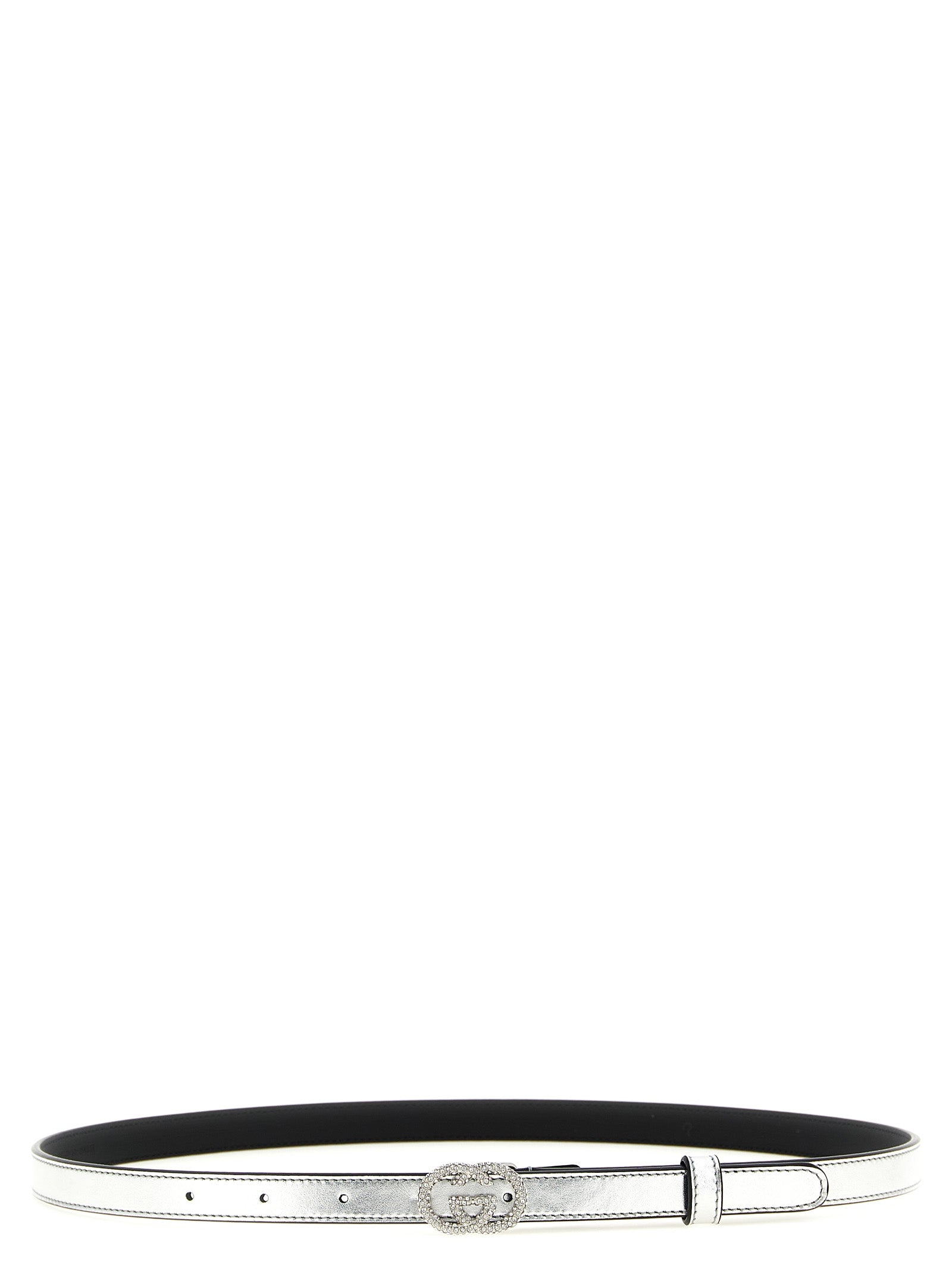 Gucci Silver Calfskin Thin Women's Belt