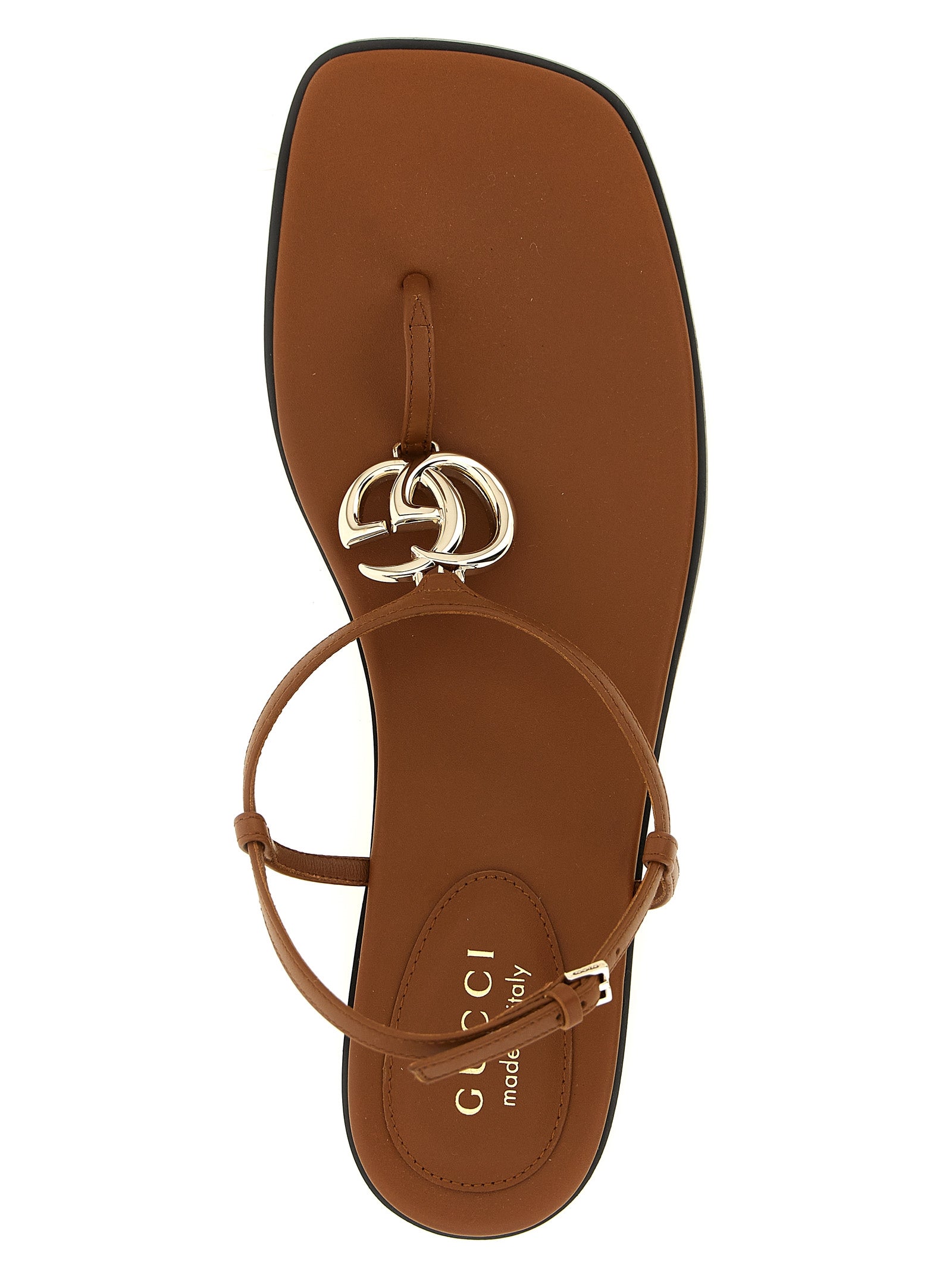 Gucci Brown Calfskin Flat Women's Sandals