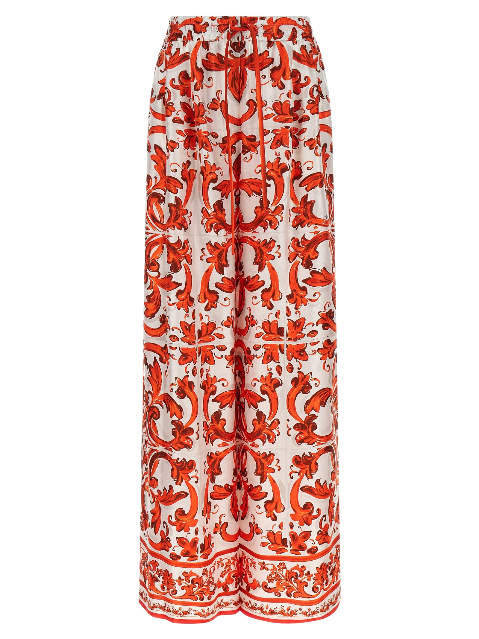 Dolce & Gabbana Orange Silk Flared Women's Pants