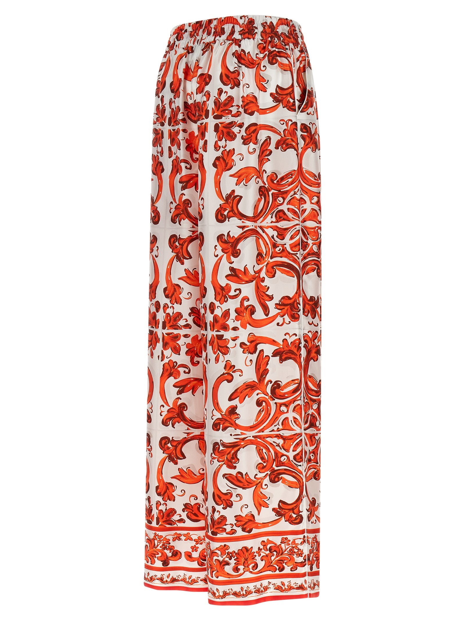 Dolce & Gabbana Orange Silk Flared Women's Pants