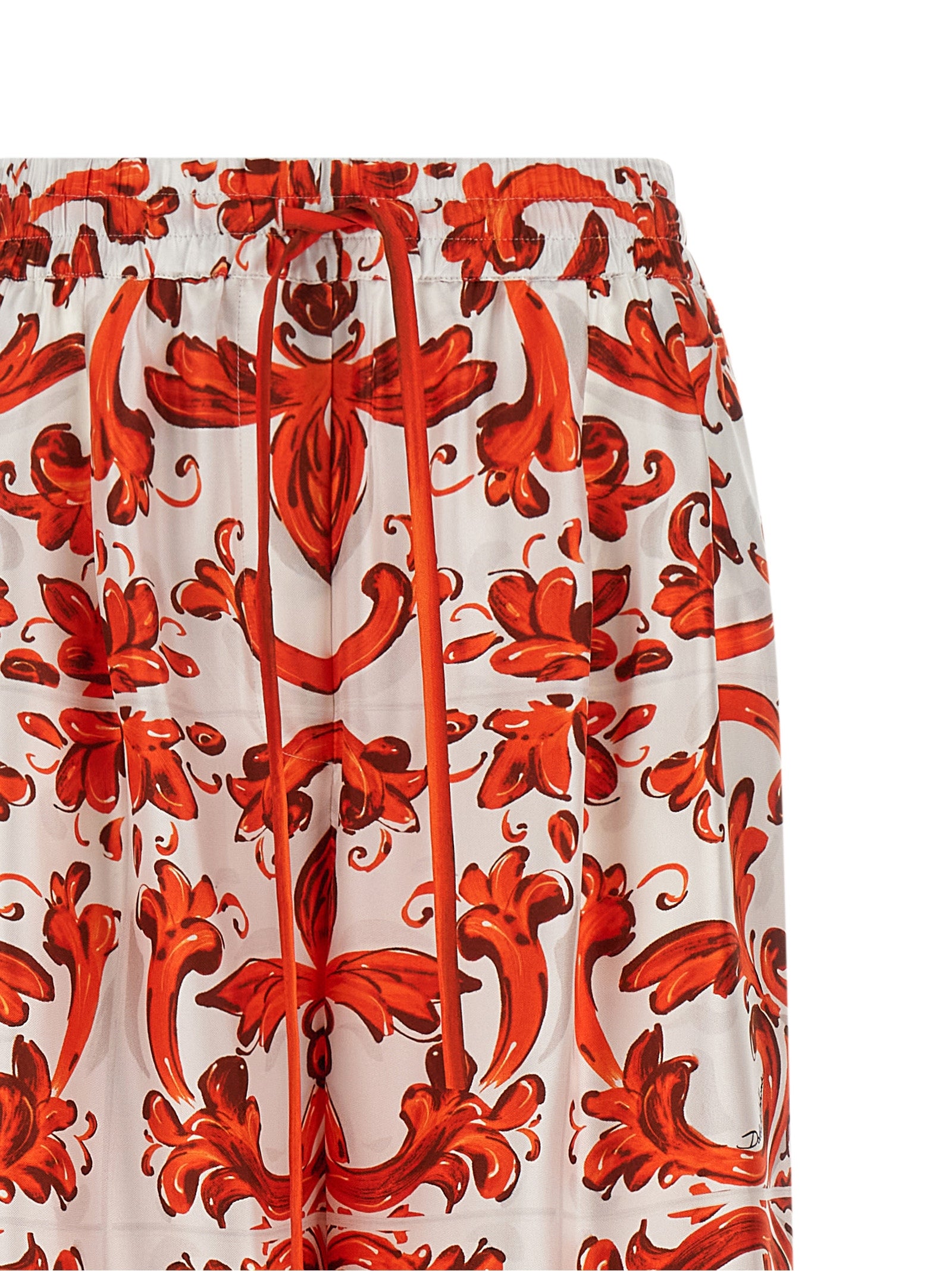 Dolce & Gabbana Orange Silk Flared Women's Pants