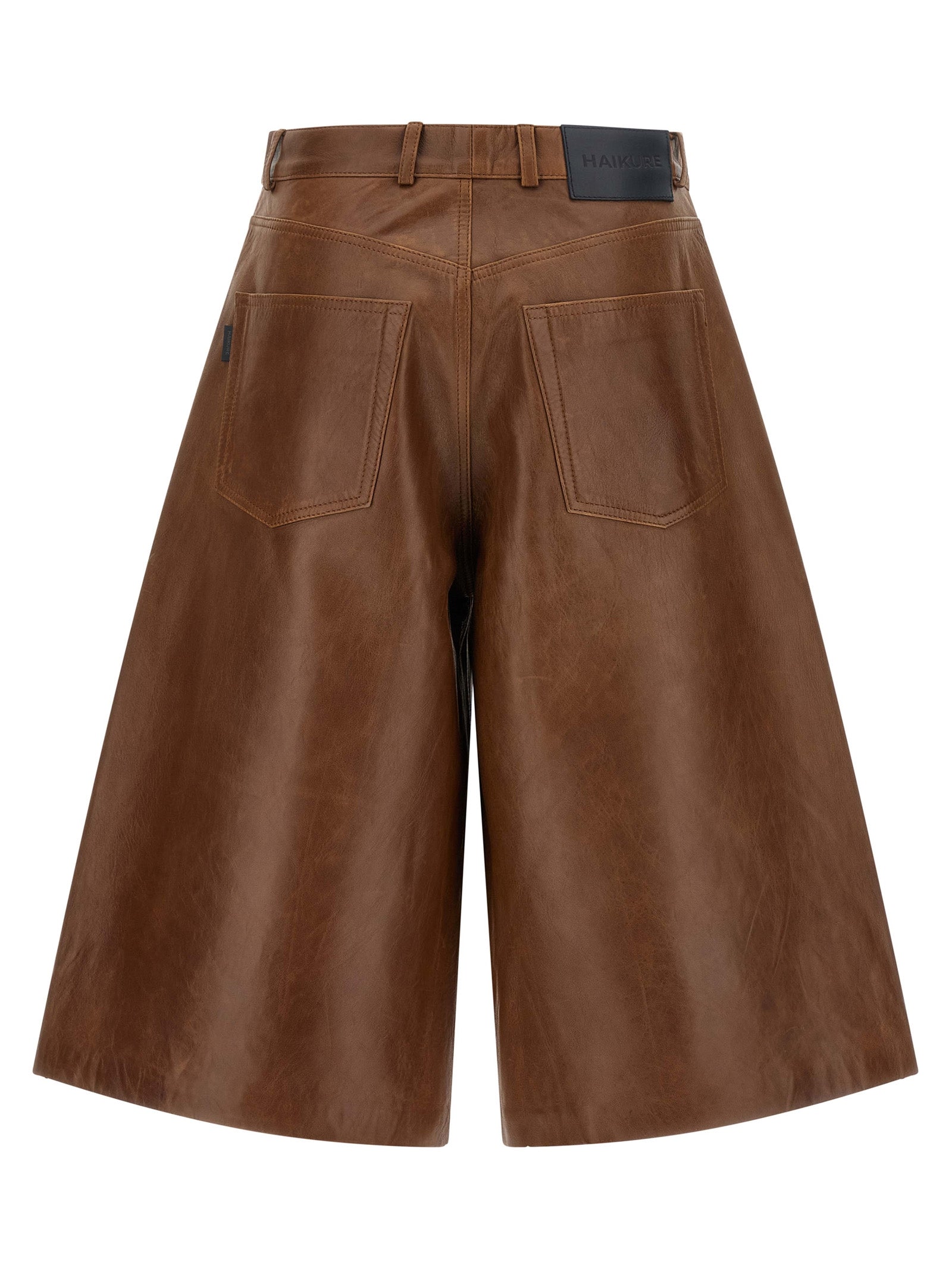 Haikure Brown Lambskin Bermuda Women's Shorts