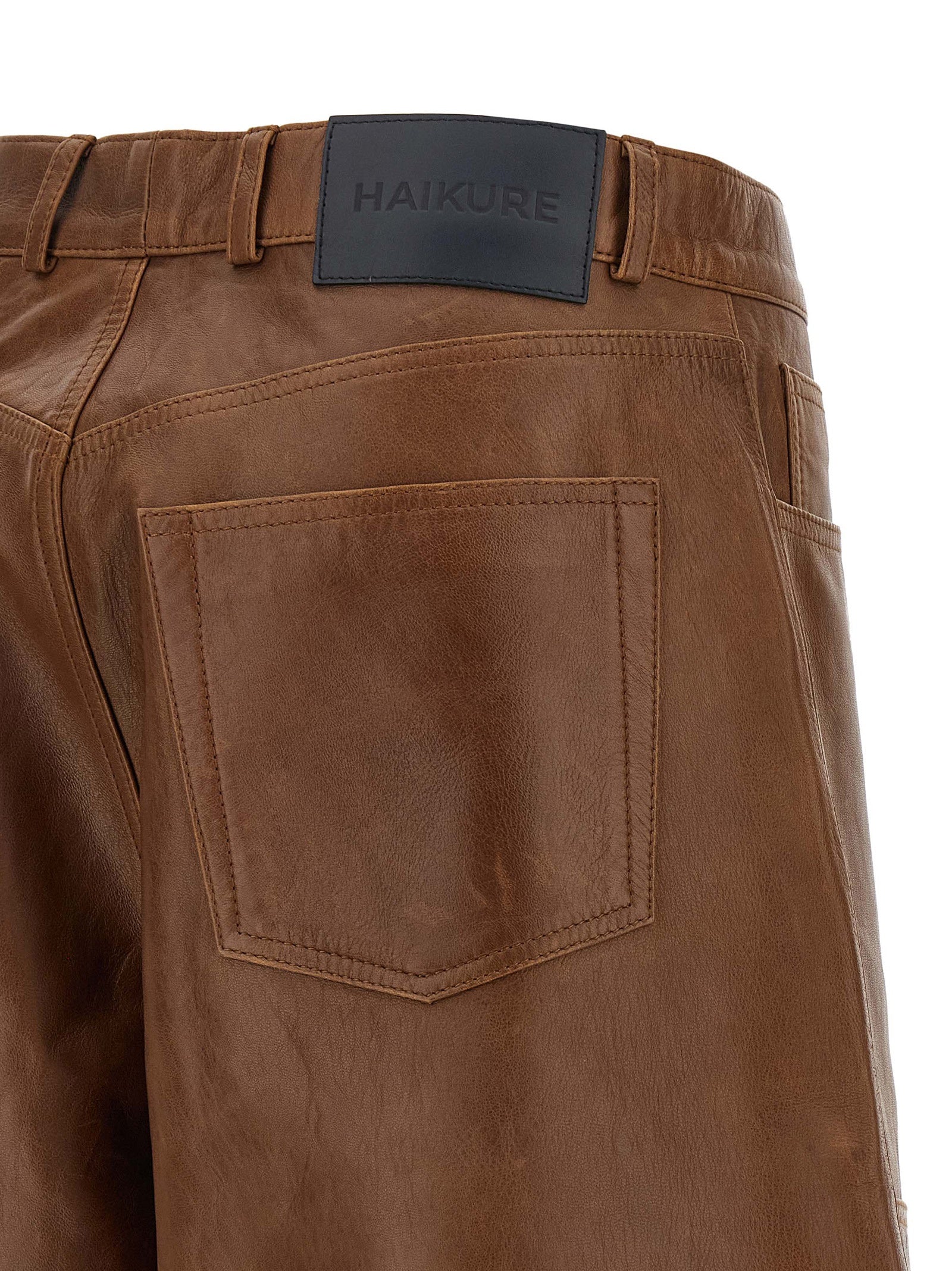 Haikure Brown Lambskin Bermuda Women's Shorts