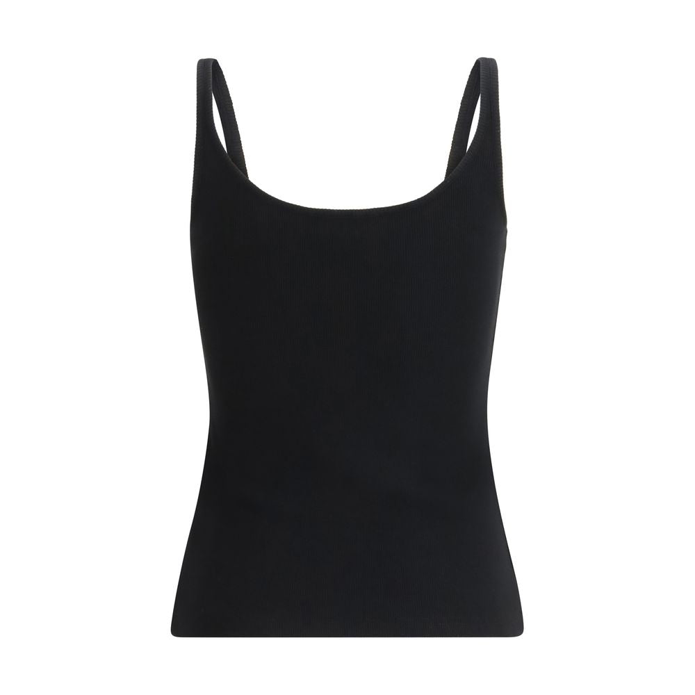 Off-White Black Cotton Sleeveles Women's T-Shirt