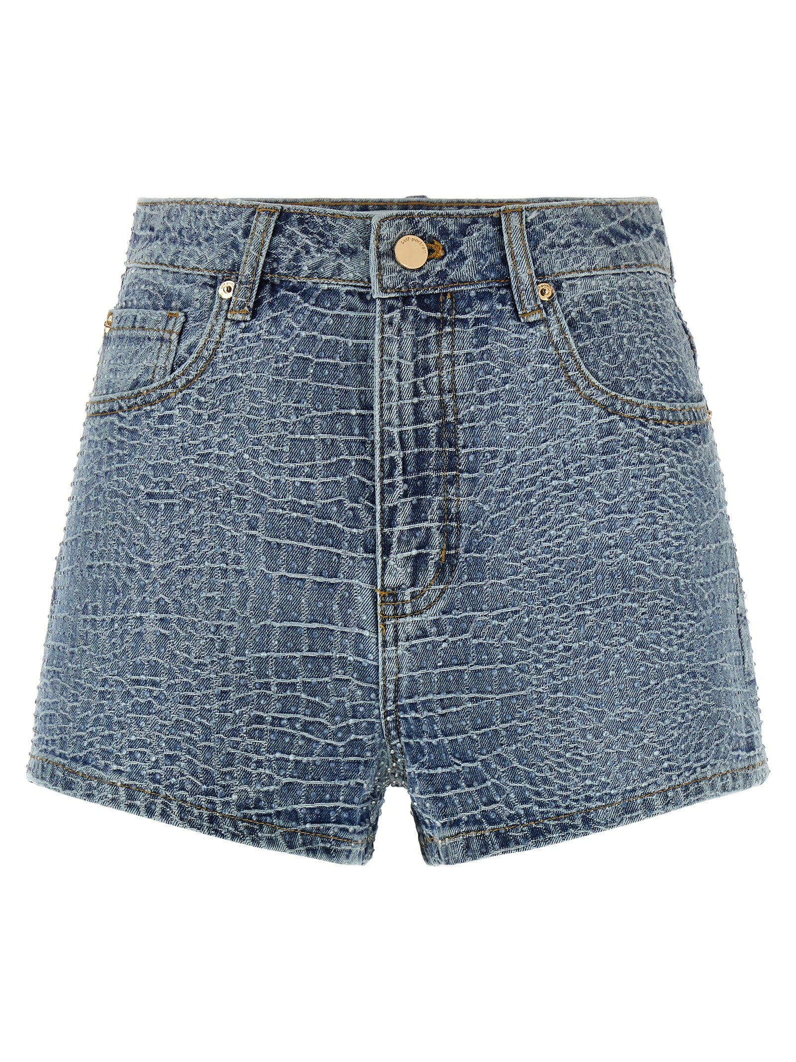 Self-Portrait Blue Cotton Bermuda Women's Shorts