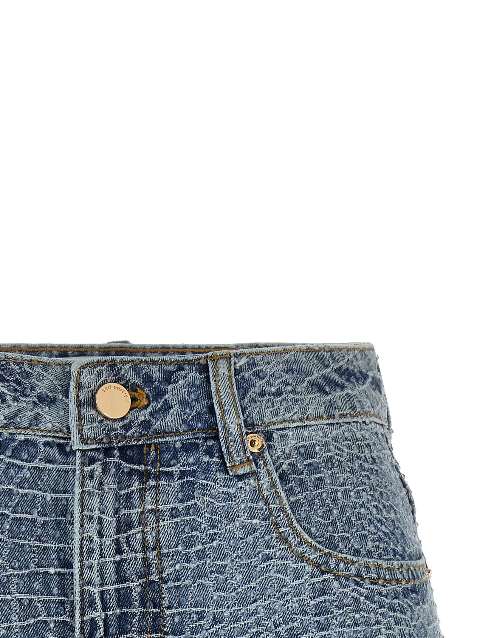 Self-Portrait Blue Cotton Bermuda Women's Shorts