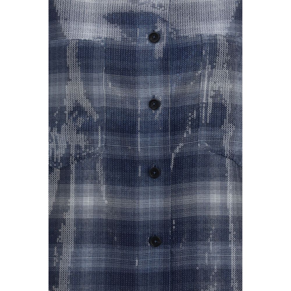 PINKO Blue Polyester Pattern Women's Shirt