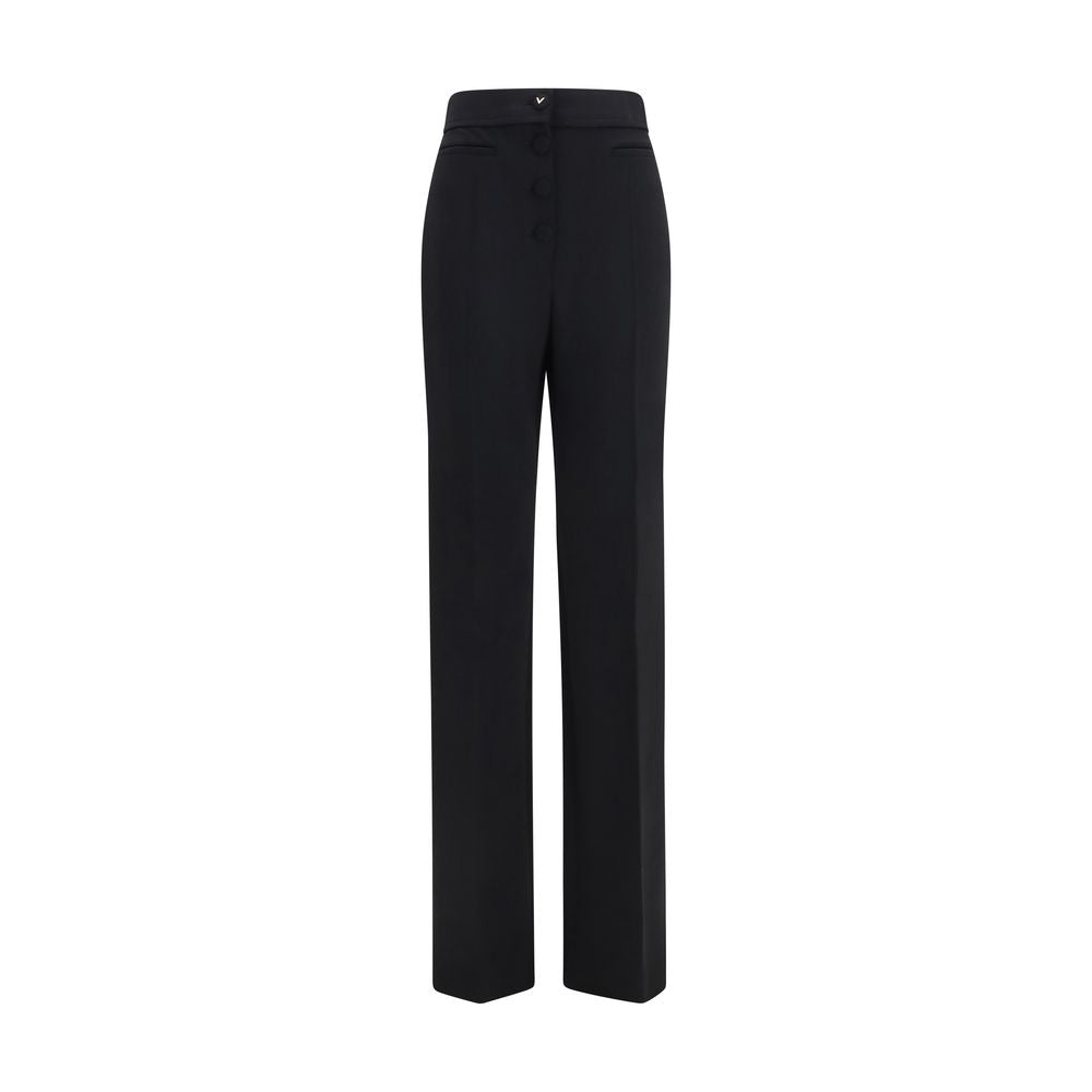 Valentino Garavani Black Wool Oves Aries Flared Women's Pants
