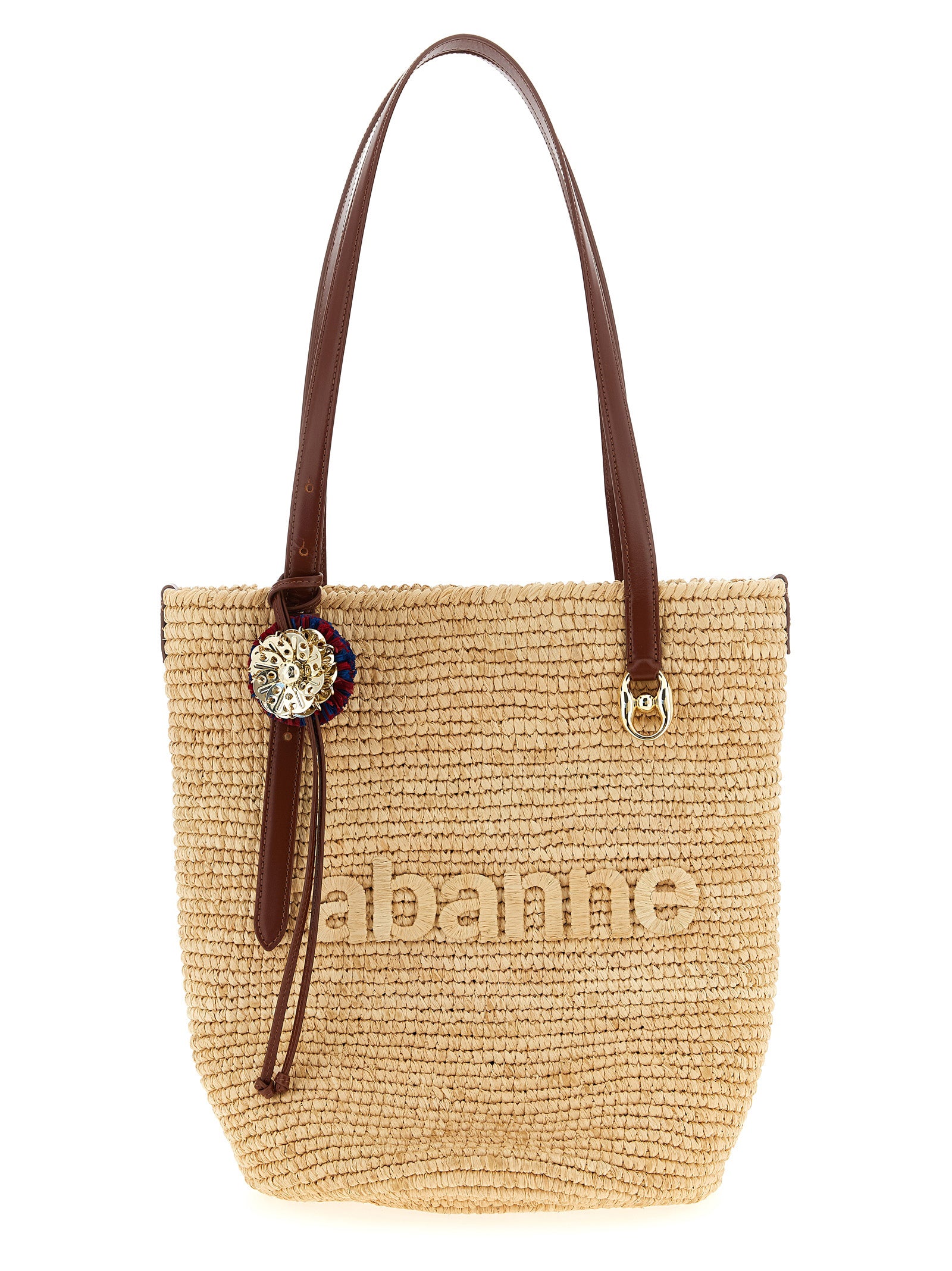 Paco Rabanne Beige Raffia Tote Women's Bag