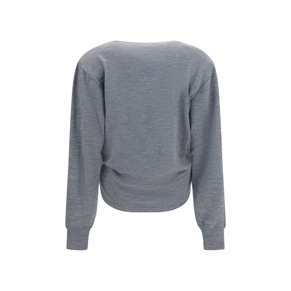 Magda Butrym Gray Wool Oves Aries Long Sleeve Women's T-Shirt