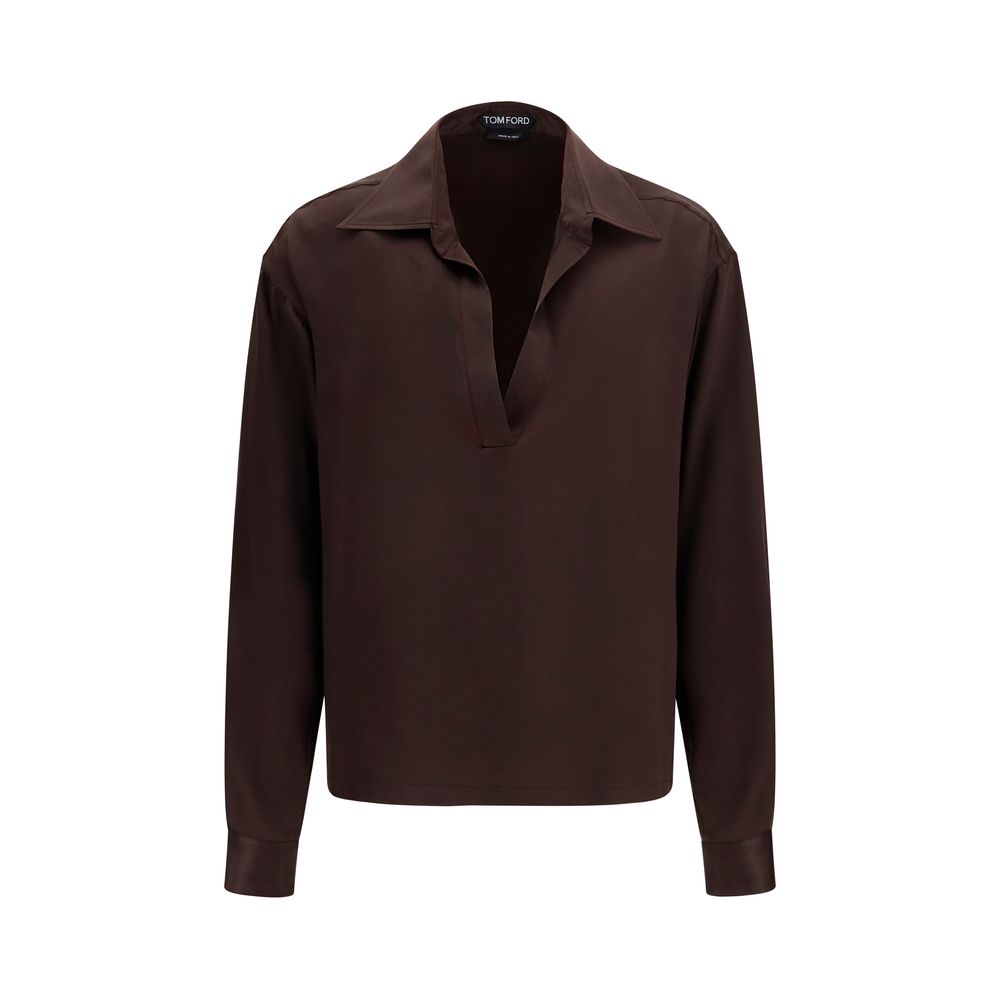 Tom Ford Brown Silk Dress Women's Shirt
