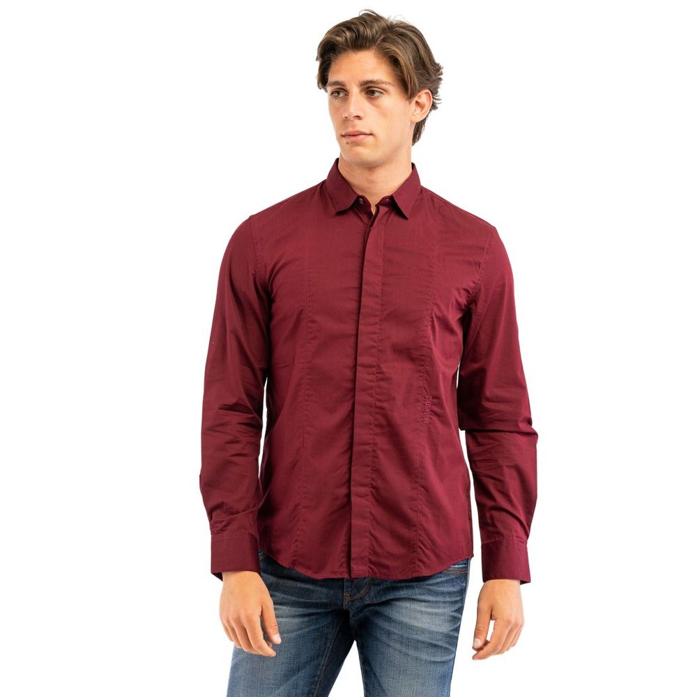 Bikkembergs Bordeaux Cotton Dress Men's Shirt