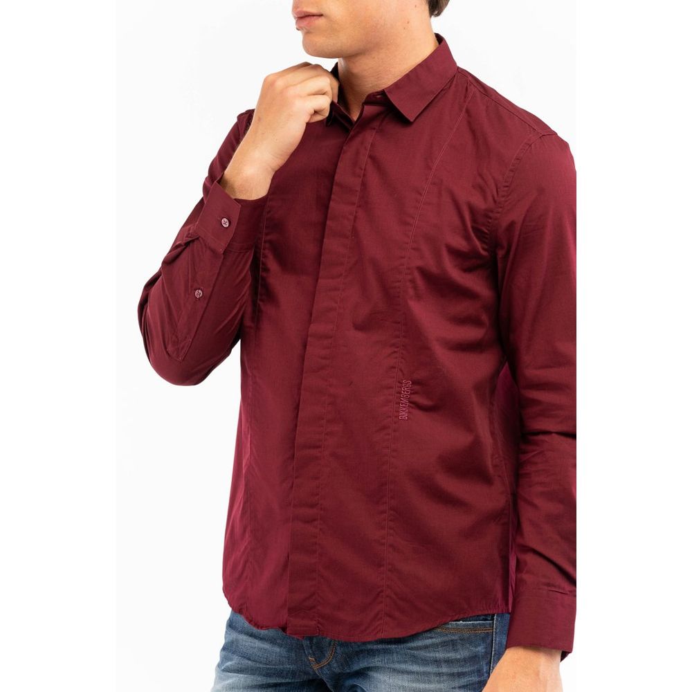 Bikkembergs Bordeaux Cotton Dress Men's Shirt