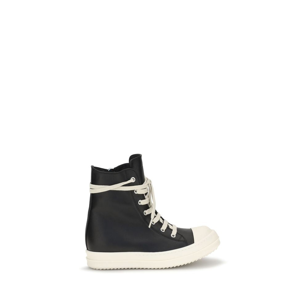 Rick Owens Black Calf Leather Bos Taurus High Top Women's Sneakers