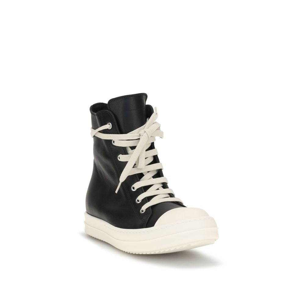 Rick Owens Black Calf Leather Bos Taurus High Top Women's Sneakers