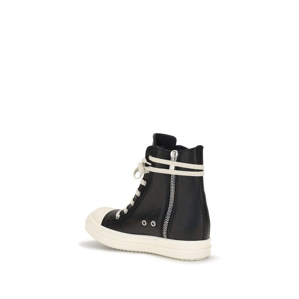 Rick Owens Black Calf Leather Bos Taurus High Top Women's Sneakers