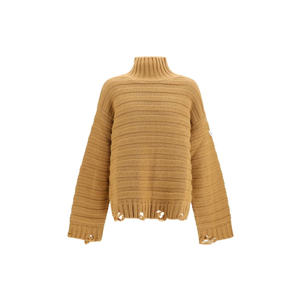 MM6 Beige Wool Oves Aries Men's Turtleneck