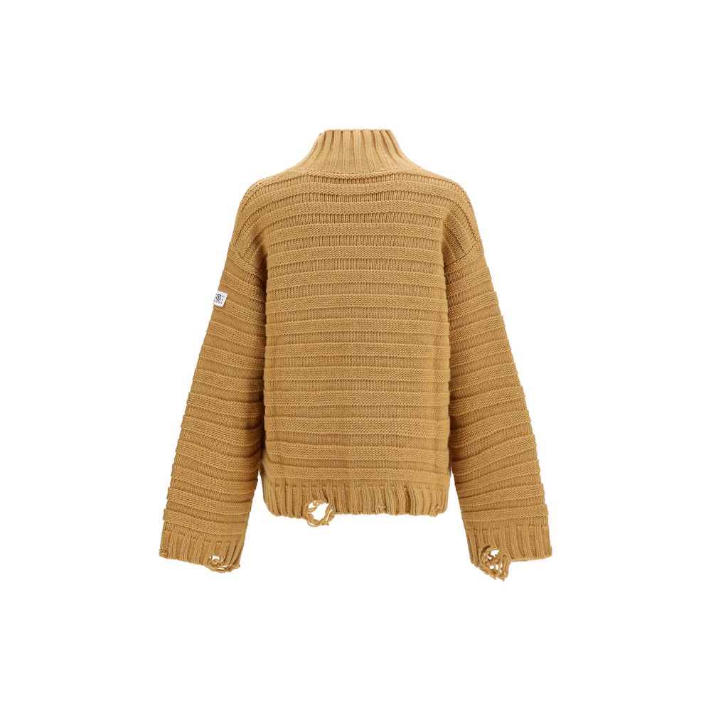 MM6 Beige Wool Oves Aries Men's Turtleneck