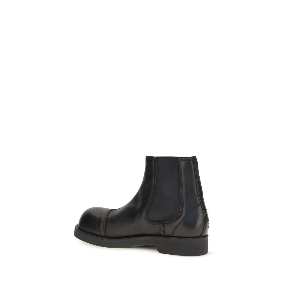MM6 Black Calf Leather Bos Taurus Chelsea Men's Boots