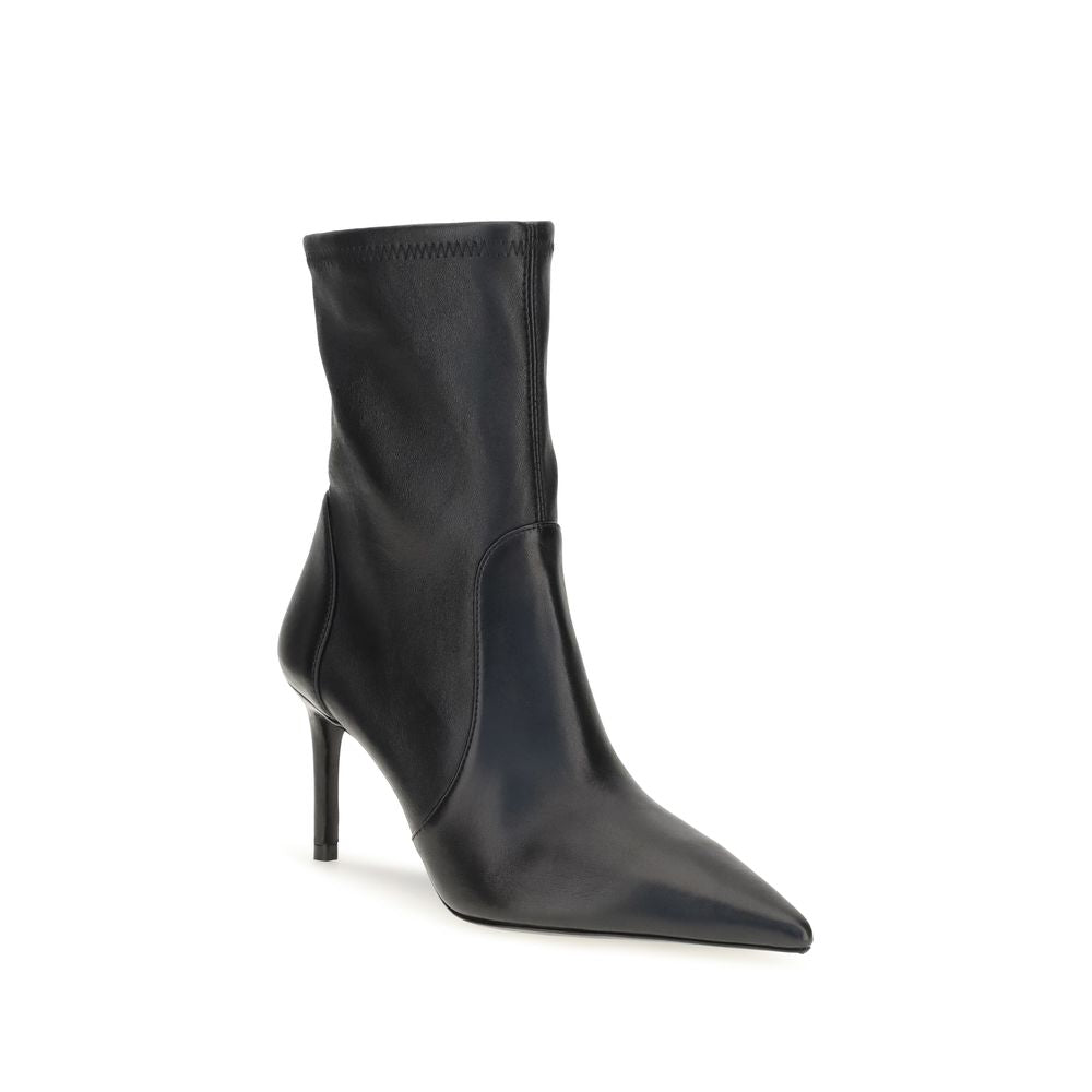 Stuart Weitzman Black Calf Leather Bos Taurus Ankle Women's Boots