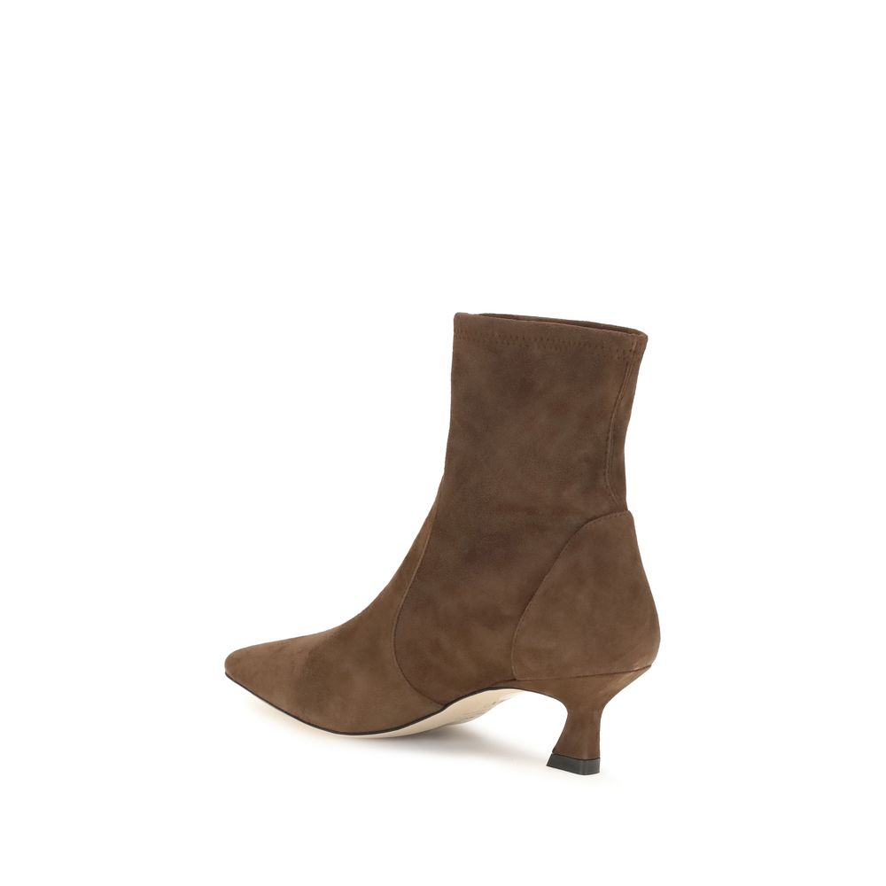 Stuart Weitzman Brown Calf Leather Bos Taurus Ankle Women's Boots