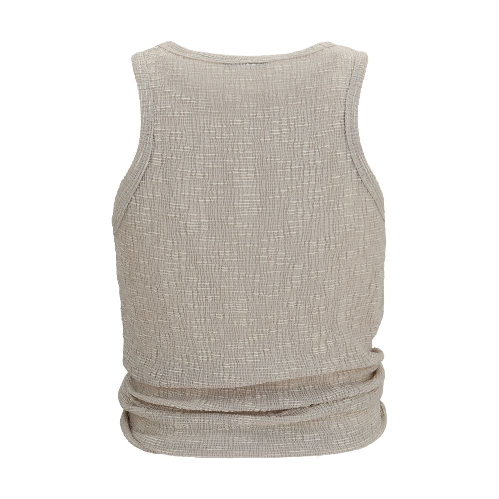 Magda Butrym Beige Lyocell Sleeveles Women's T-Shirt