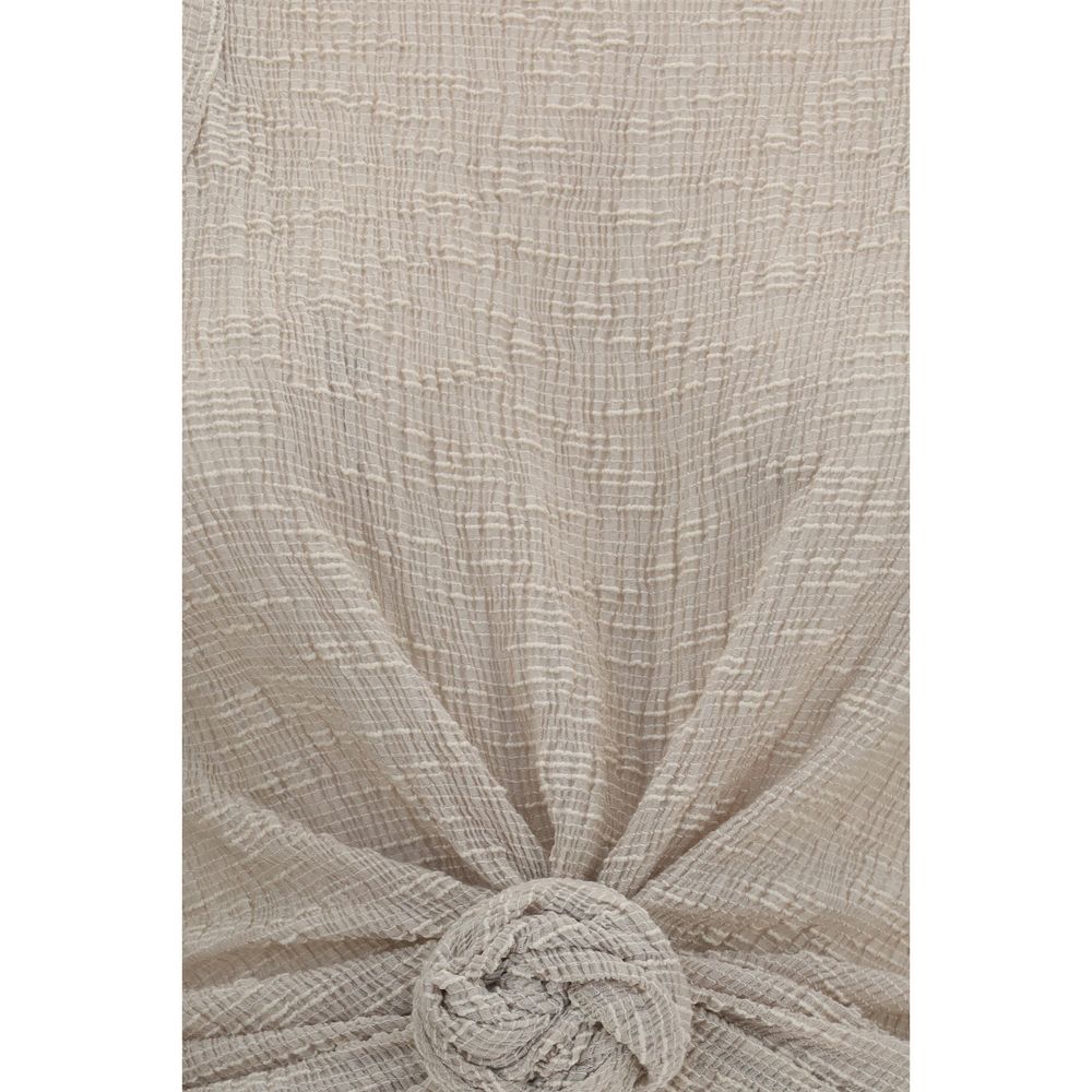 Magda Butrym Beige Lyocell Sleeveles Women's T-Shirt