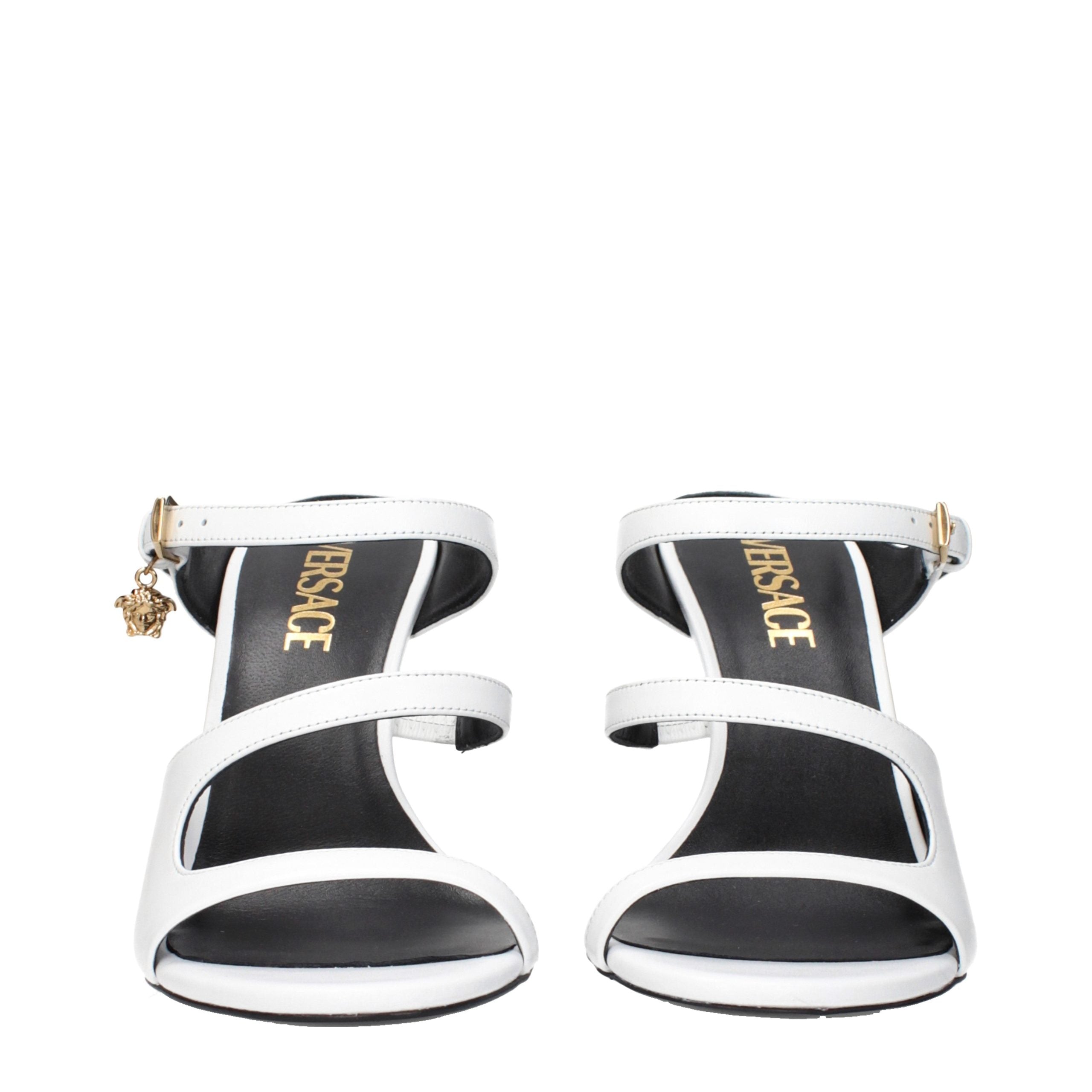 Versace White Leather Stiletto Heel Women's Sandals